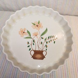 1980s JMP Marketing Japan Countryside Collection Ruffled Pie Dish Stoneware EUC